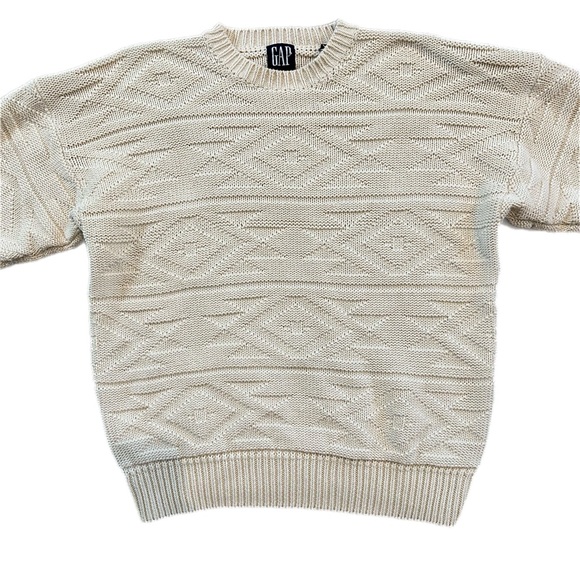 Vintage GAP ramie/cotton Southwest PatternTextured Knit Pullover Jumper Sweater - Picture 6 of 8